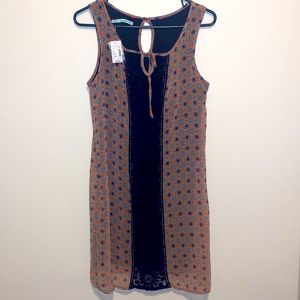 XS Maurice’s Brand New Navy Blue Orange Printed Sleeveless Summer Dress